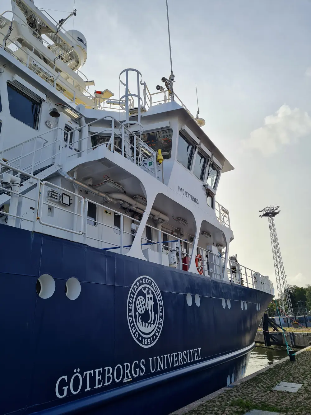 University of Gothenburg marine research vessel alongside the harbour